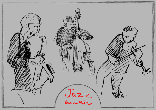 Sets of the sketched musicians. Handdrawn illustration - Vector, Image
