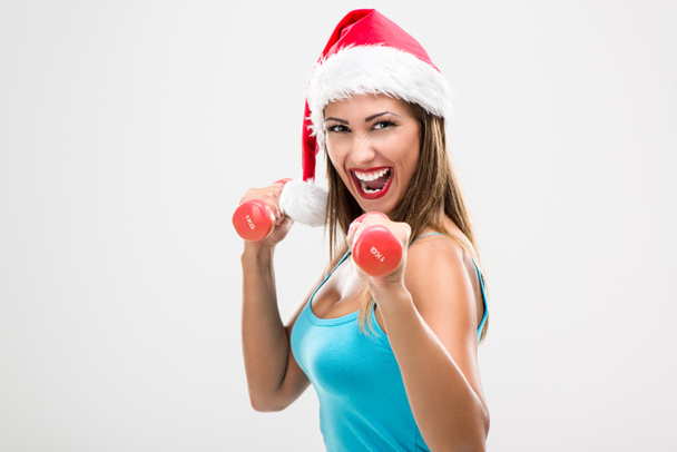 Christmas Fitness Woman - Photo, Image