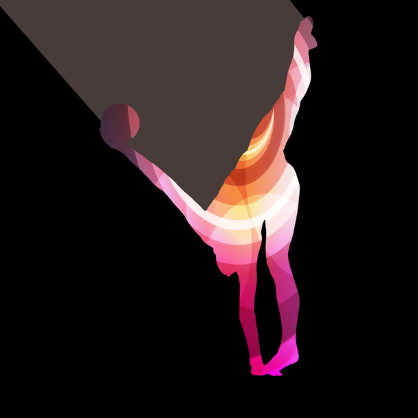 Modern rhythmic gymnastics woman with ball silhouette illustrati - Vector, Image