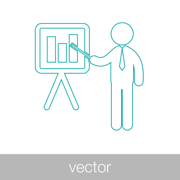 Analysis presentation icon. Business man analyzing data. Chart i - Vector, Image