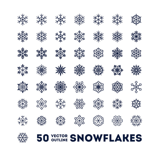 Copos de nieve contorno iconos conjunto
 - Vector, imagen