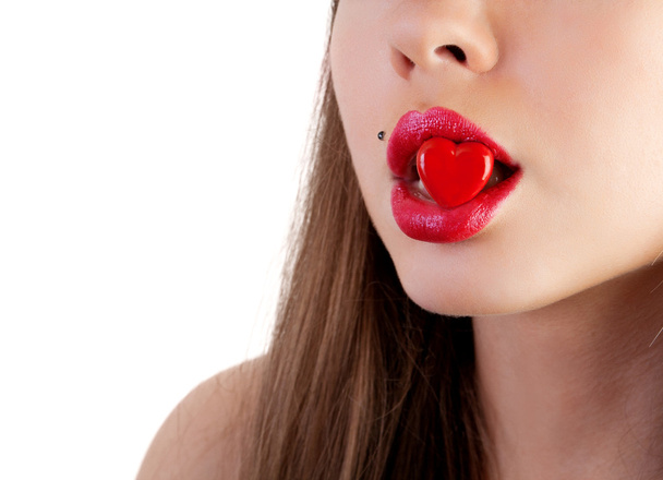 Lips with heart - Фото, изображение