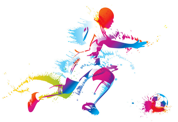 サッカー選手がボールを蹴り - ベクター画像