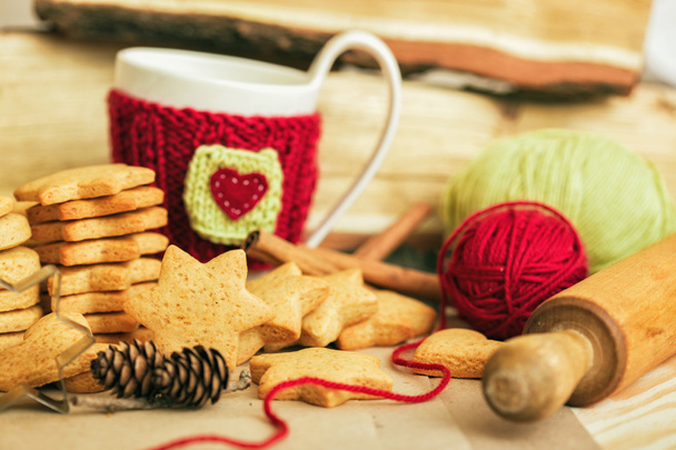 Knitted woolen cups - Φωτογραφία, εικόνα