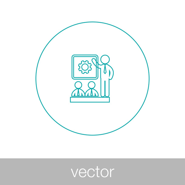 üzletember bemutató során egy üzleti tárgyalás ikon - adatok ana - Vektor, kép