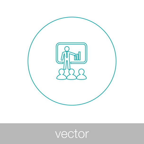 Seminar concept icon. Conference concept icon. Teacher in-front - Vector, Image