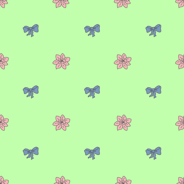 Безшовний візерунок миша і квітка в пастельних кольорах
 - Вектор, зображення