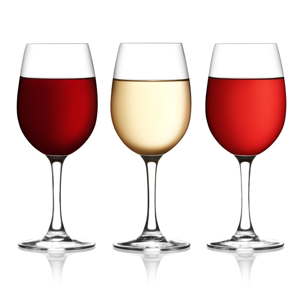 Glass of red, pink and white wine - Foto, Bild