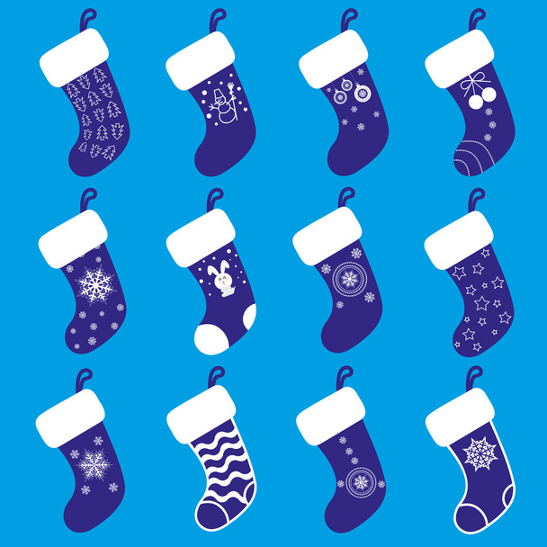 Ορισμός διανύσματα σχεδιαστικά στοιχεία: 12 Χριστούγεννα δώρο κάλτσες - Διάνυσμα, εικόνα