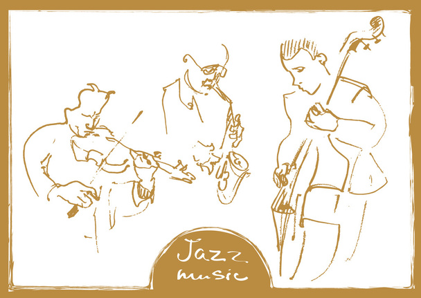 Sets of the sketched musicians. Hand-drawn illustration - Vector, Image