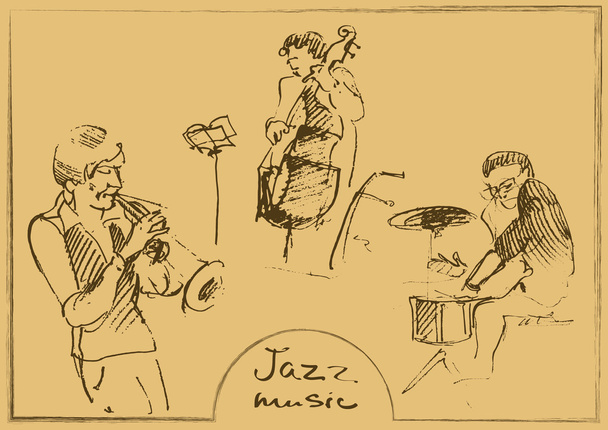 Sets of the sketched musicians. Hand-drawn illustration - Vector, Image