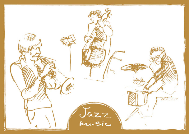 Množiny načrtnuté hudebníků. Ručně kreslené ilustrace - Vektor, obrázek