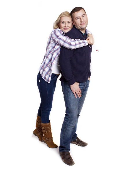 Portrait of a beautiful young happy smiling couple - isolated - Foto, Imagem