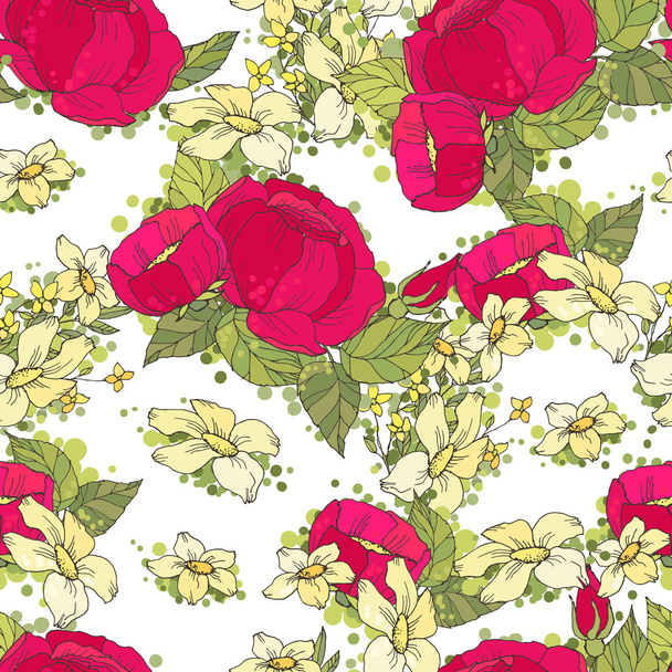 Seamless pattern with red peonies - Vector, Image