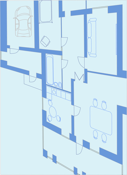 blauer Hintergrund mit flachem Plan - Vektor, Bild