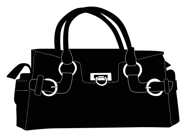isolated woman black handbag - Vector, Image