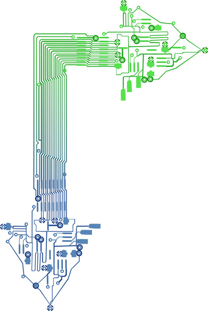 зелена і синя стрілка, утворена поточними лініями
 - Вектор, зображення