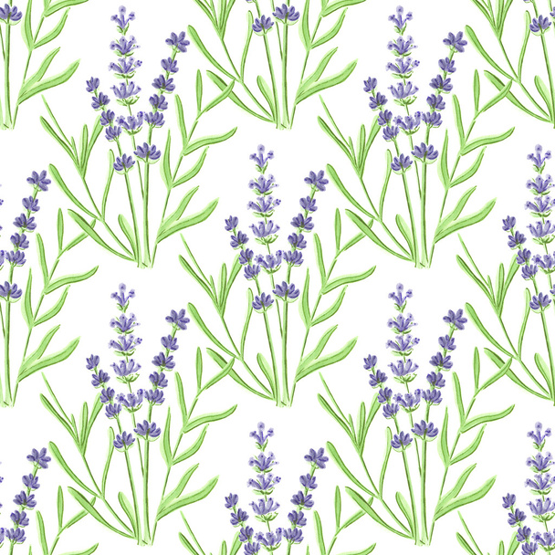 Lavender. Seamless pattern with flowers. Hand-drawn original floral background. - Фото, изображение