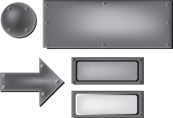 Placas metálicas con tornillos aislados en blanco
 - Vector, Imagen