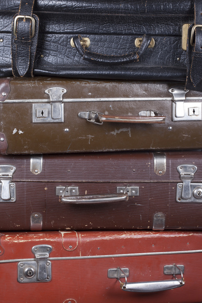 Stack of old suitcases closeup - Foto, Imagem