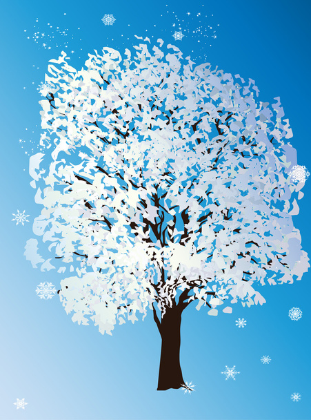 одне дерево в ілюстрації снігу
 - Вектор, зображення