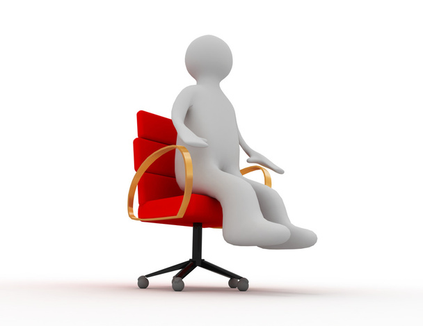 3D-Mann sitzt auf Business-Stuhl - Foto, Bild