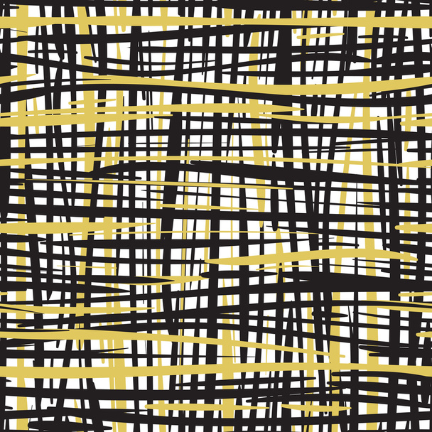 抽象的な手描き黒とゴールドのシームレス パターン - ベクター画像