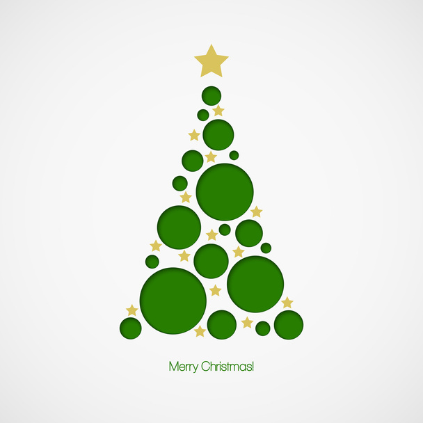 Christmas tree with dots and stars on white background. Vector illustration - Vector, Image