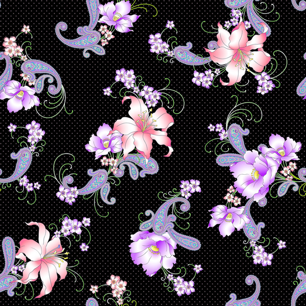 Lily paisley pattern - Vektör, Görsel