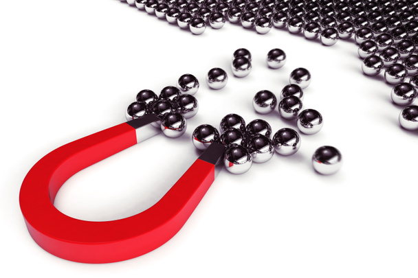 Magnet attracts steel balls   - Photo, Image
