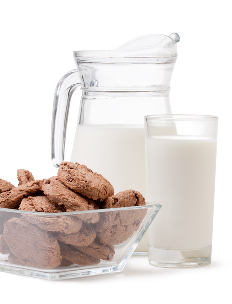 Glass of milk and chocolate chip cookie - Photo, Image