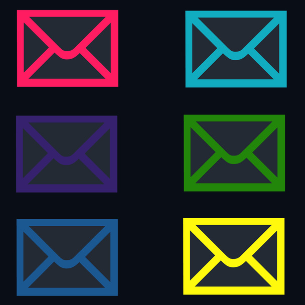 Black Colorful Email - Envelop Shapes - Φωτογραφία, εικόνα