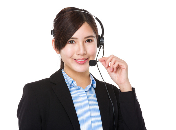 customer services representative with headset - Photo, Image