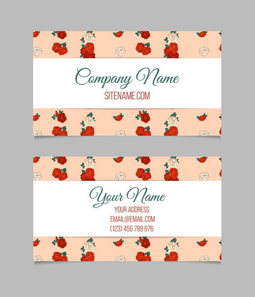 Double-sided floral business card - Vector, Image