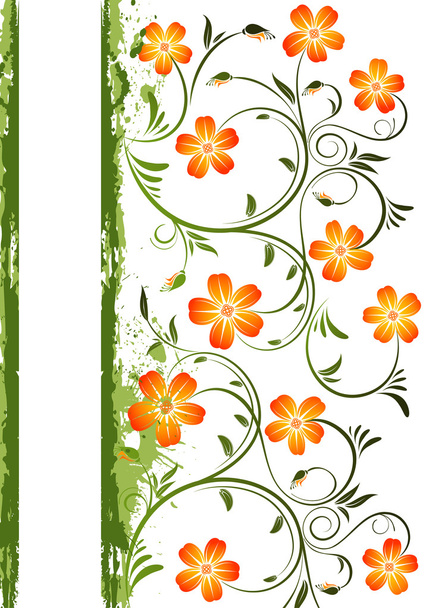 Grunge floral frame - Vector, afbeelding