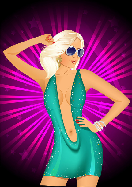 dancing girl on disco night party - Вектор,изображение