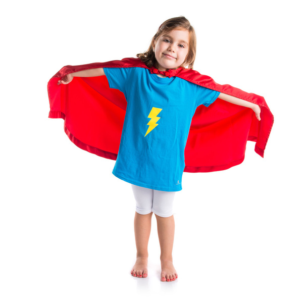Дівчина, одягнена як супергерой, робить жест мухи
 - Фото, зображення