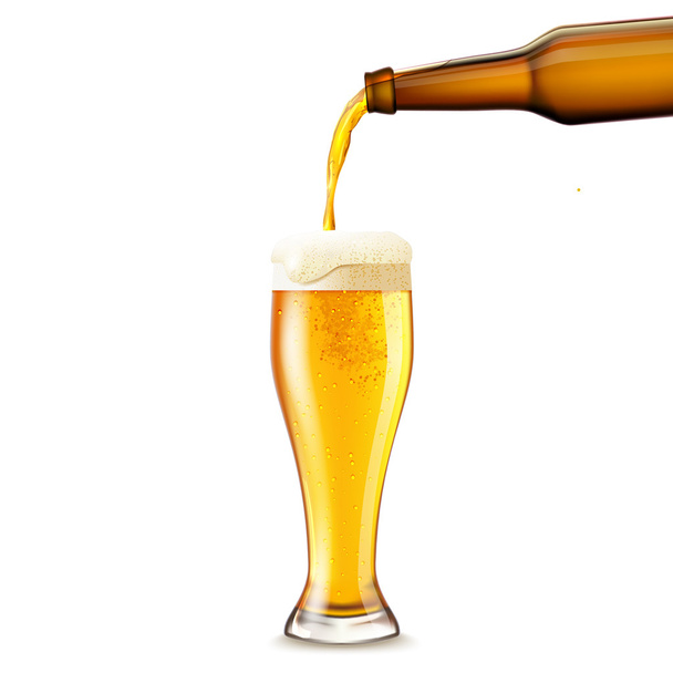 現実的な注ぐビール - ベクター画像