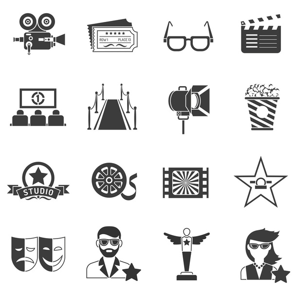 Movie Icons Black Set - Vector, Image