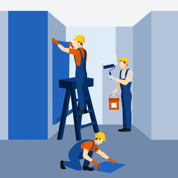 Appartment building renovation work icon poster - Wektor, obraz