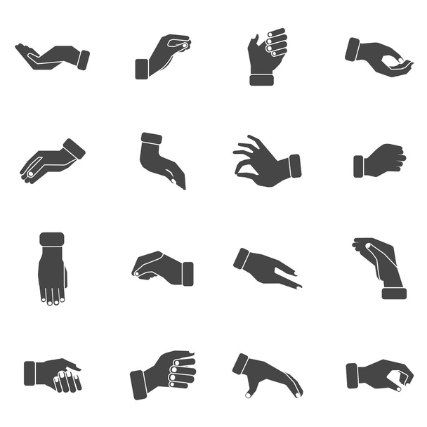 Handflächen greifen nach schwarzen Symbolen - Vektor, Bild
