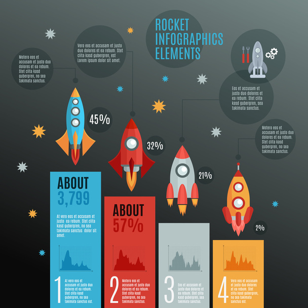 Raketen Infografik Set - Vektor, Bild