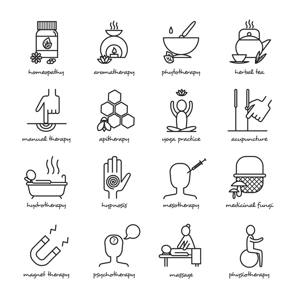 Conjunto de iconos de medicina alternativa
 - Vector, imagen