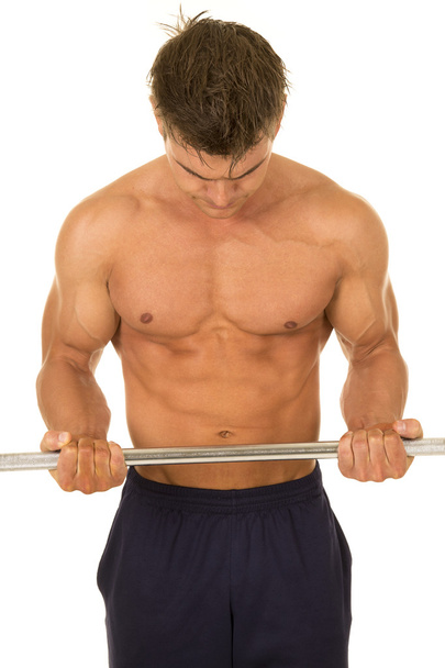 young sporty man with barbell - Photo, Image