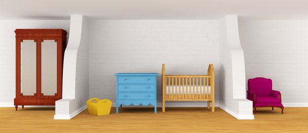 Dormitorio de bebé con una cuna
. - Foto, Imagen
