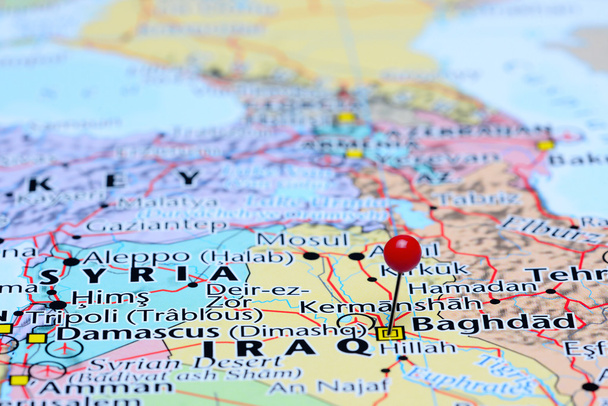 Bagdad gevestigd op een kaart van Azië - Foto, afbeelding