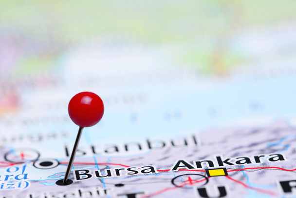 Asya harita üzerinde pinned Bursa - Fotoğraf, Görsel