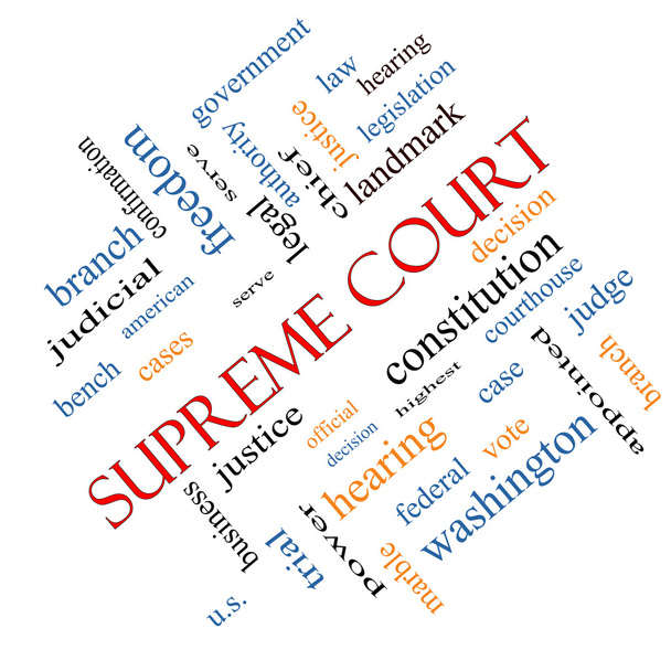 Hooggerechtshof Word Cloud Concept schuin - Foto, afbeelding