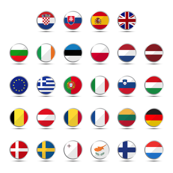 Set of European Union country flags - Vector, Imagen
