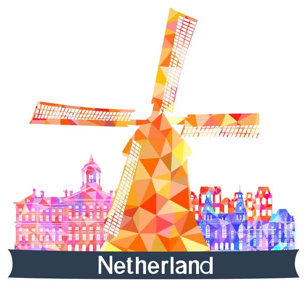 Bezienswaardigheden Nederland, vectorillustratie - Vector, afbeelding